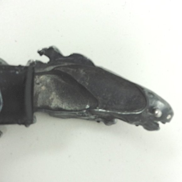 GUCCI BLACK DOUBLE HORSE HEAD LEATHER belt 28 70cm - Picture 5 of 8